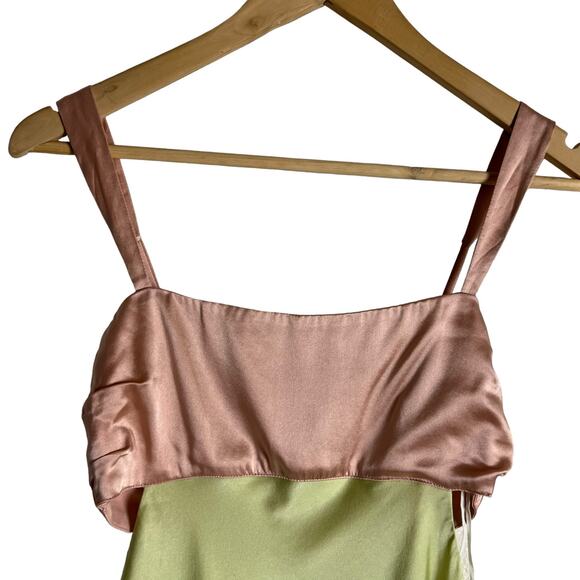 Hansen & Gretel Honeydew Blush Melon Silk Satin Sleeveless Mini Dress Size XS - Picture 4 of 12